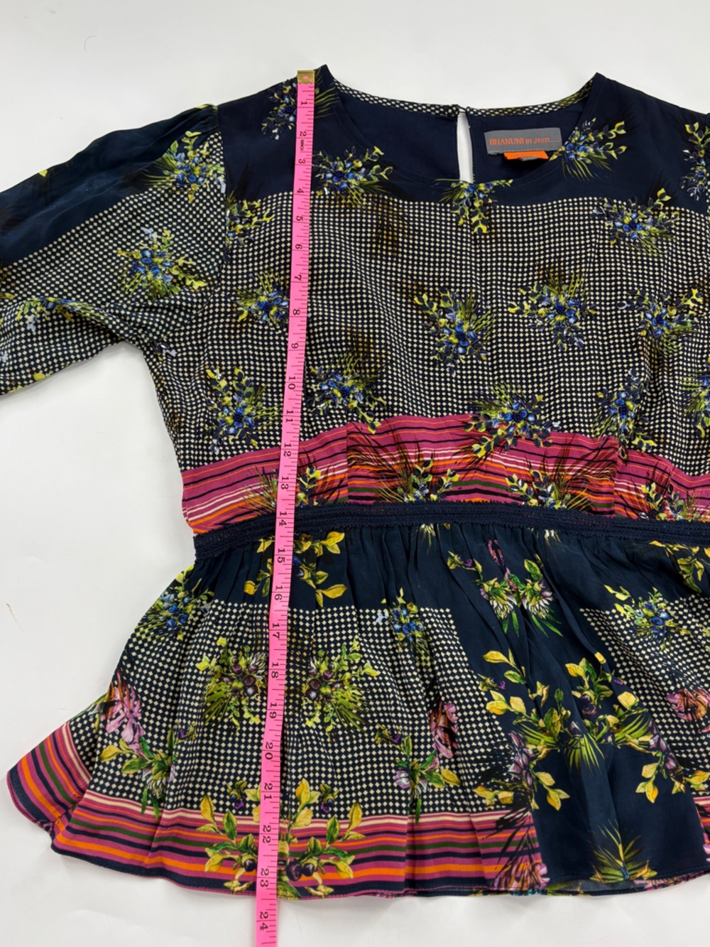 Anthropologie Bhanuni by Jyoti Floral Peplum Short-Sleeve Blouse - Picture 9 of 11